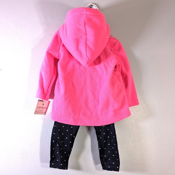 NWT Carter's Baby Girl's 2-PC Cardigan Leggings Set Hood Glittery Hearts… - Picture 5 of 7
